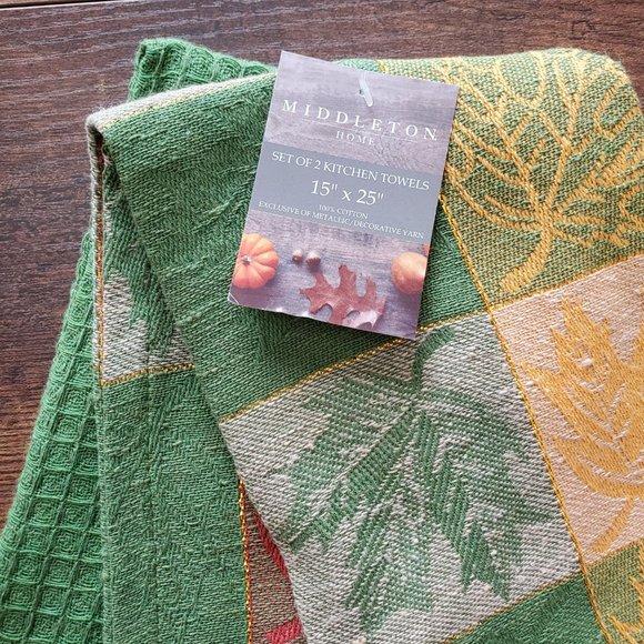 Autumn Leaves Kitchen Set, 4pc, Towels Mitt Potholder, Pumpkin Fall Decor - Picture 7 of 8